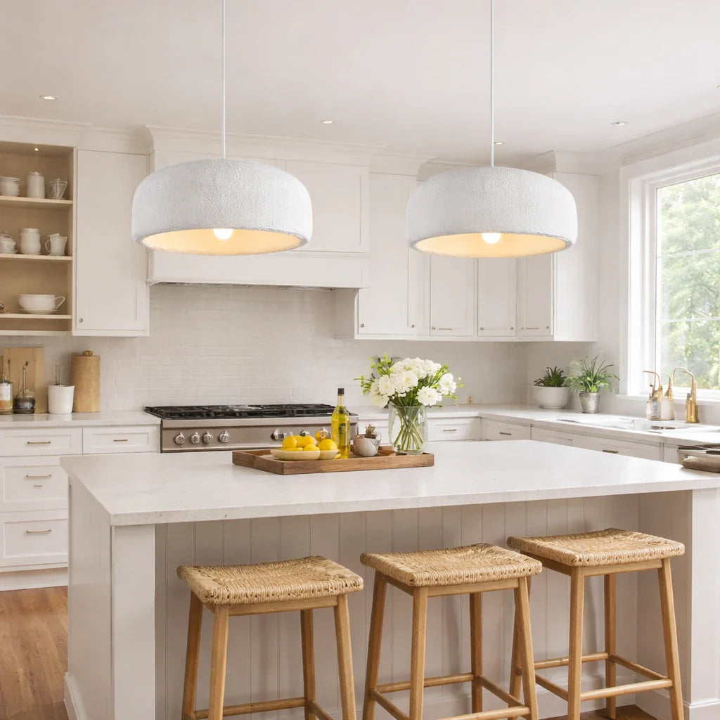 Luminaires suspendus de cuisine faits main en polystyrène blanc, au design moderne en forme de nuage