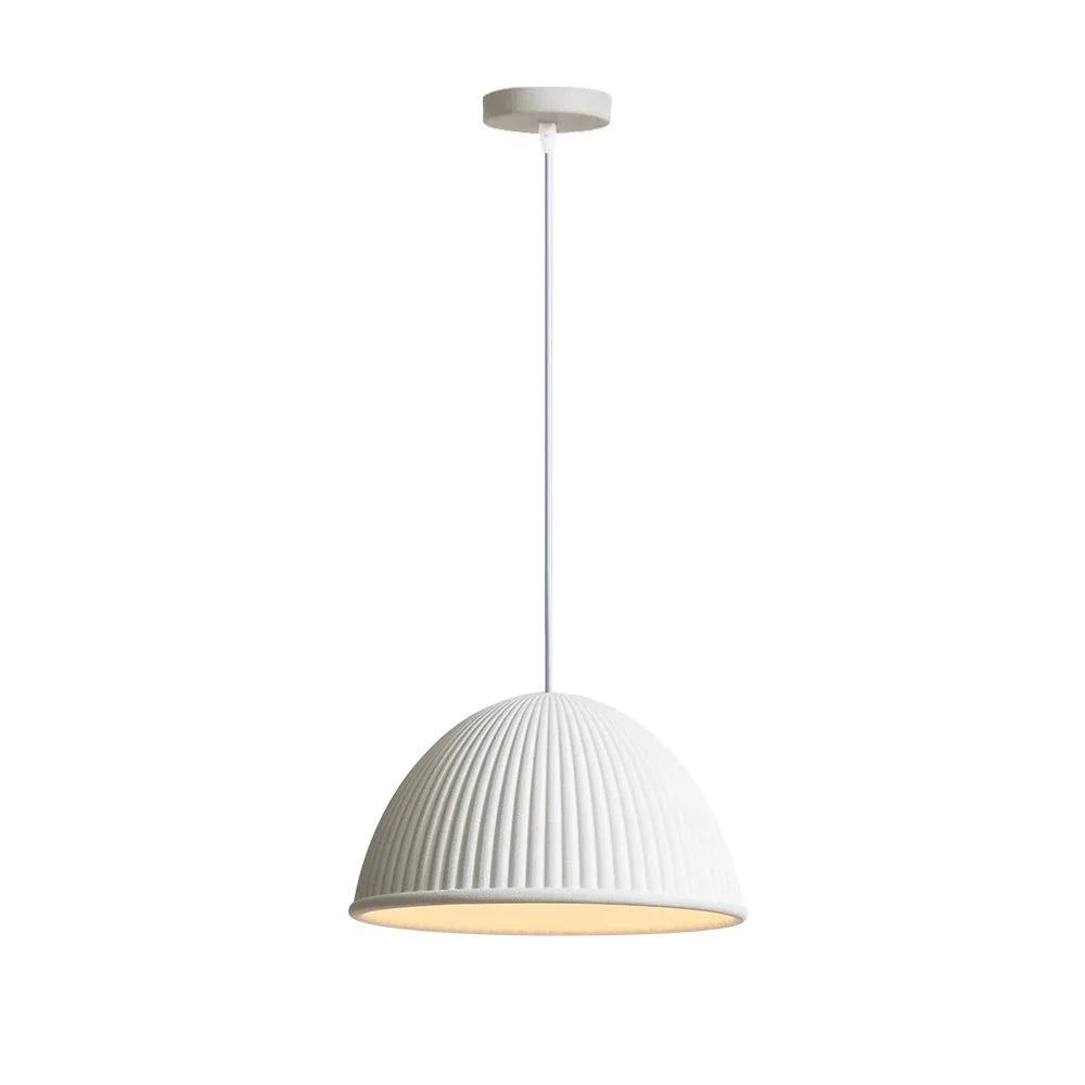 Pendant Light with Ribbed Resin Dome Shade and Adjustable Hanging Cord