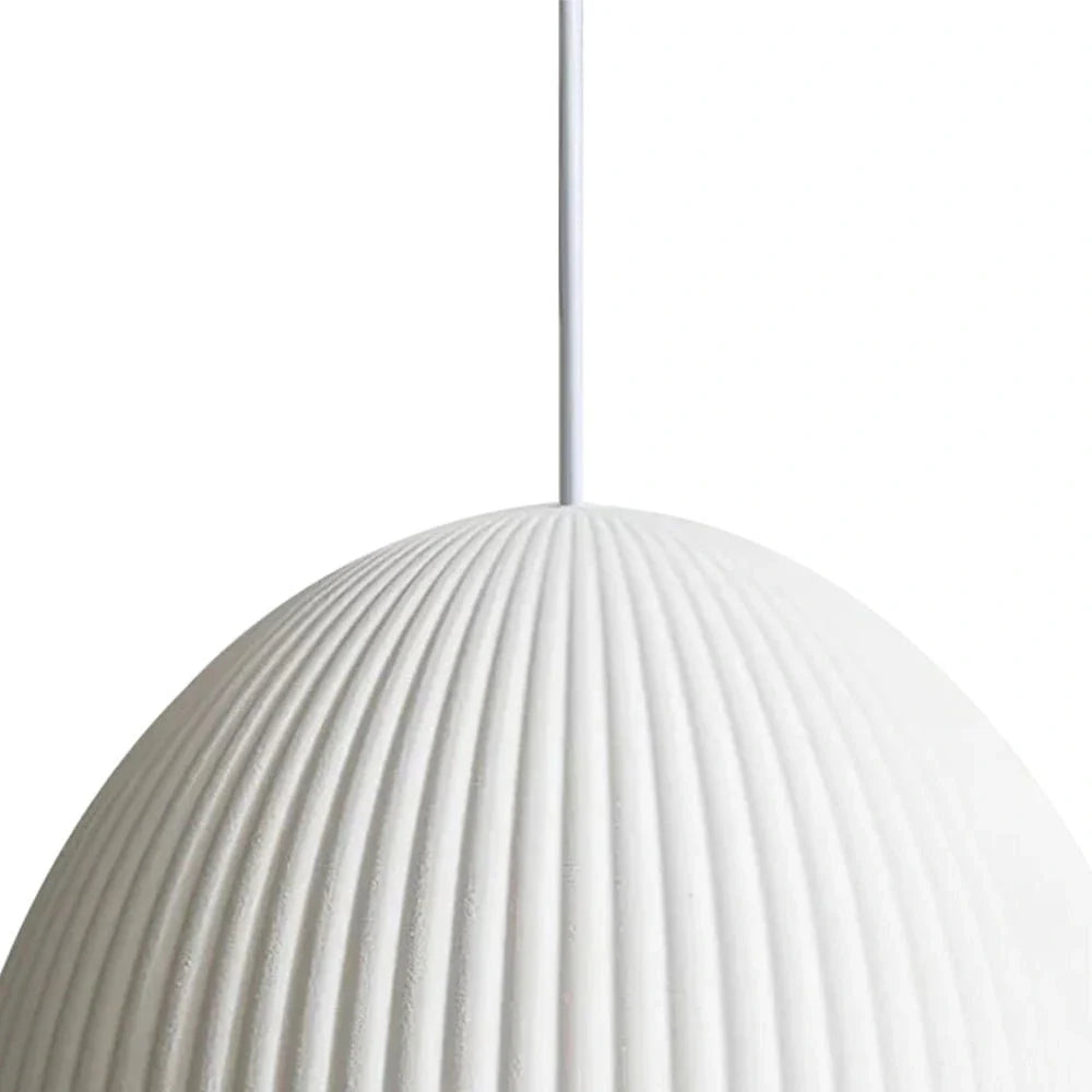 Pendant Light with Ribbed Resin Dome Shade and Adjustable Hanging Cord