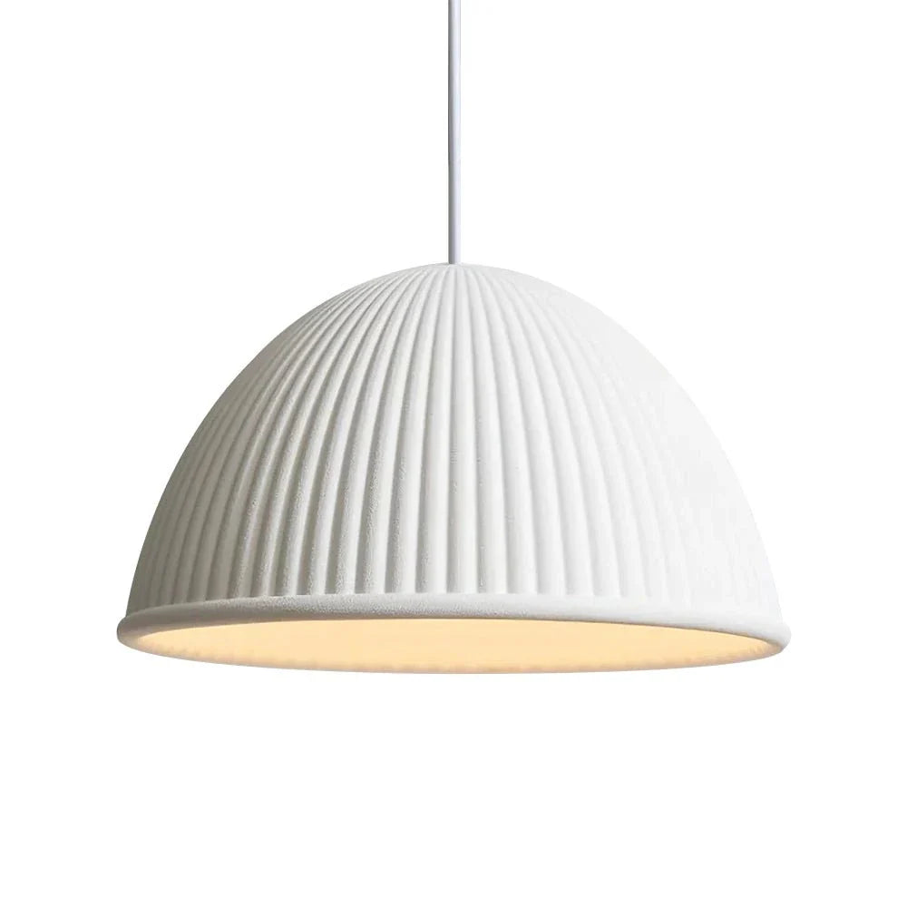 Pendant Light with Ribbed Resin Dome Shade and Adjustable Hanging Cord