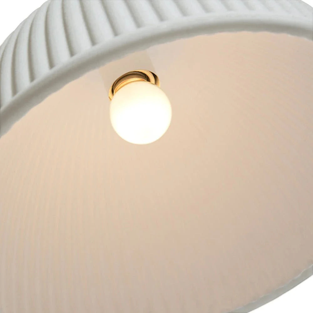 Pendant Light with Ribbed Resin Dome Shade and Adjustable Hanging Cord