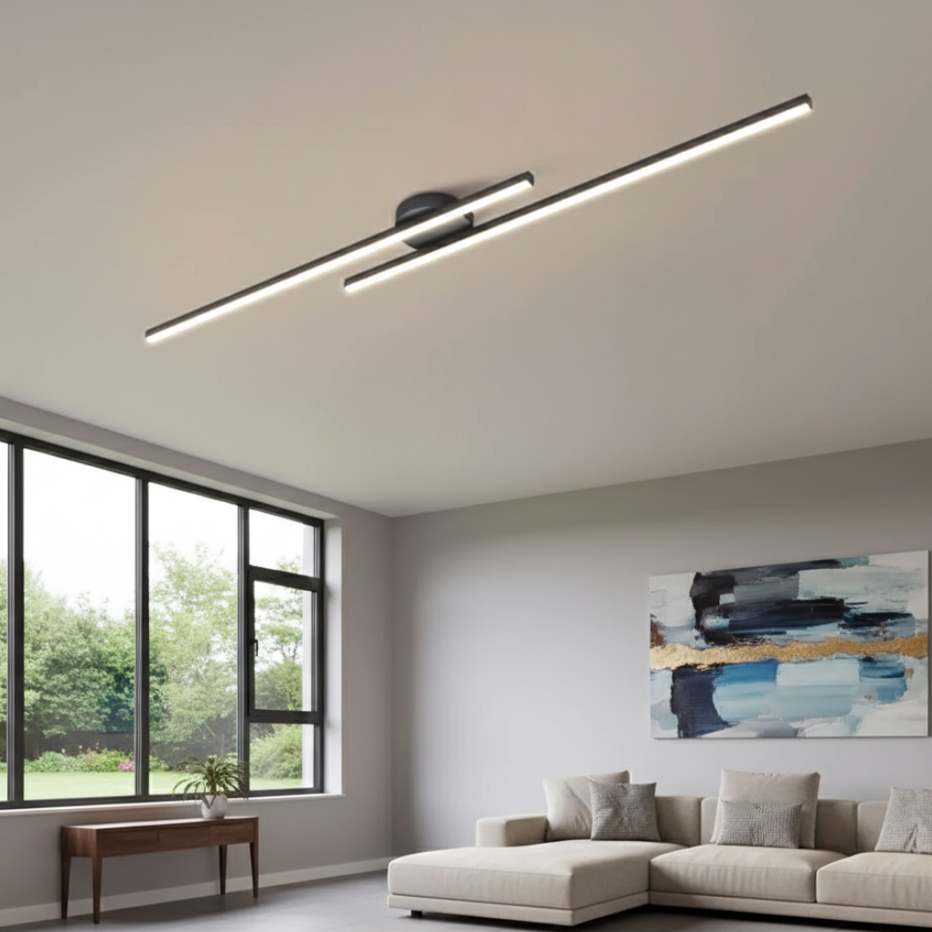 Plafonnier LED à barres linéaires, design moderne minimaliste affleurant, pour chambre et salle à manger