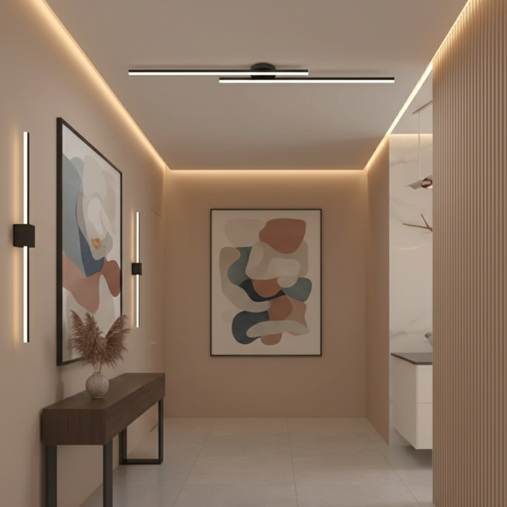 Plafonnier LED à barres linéaires, design moderne minimaliste affleurant, pour chambre et salle à manger