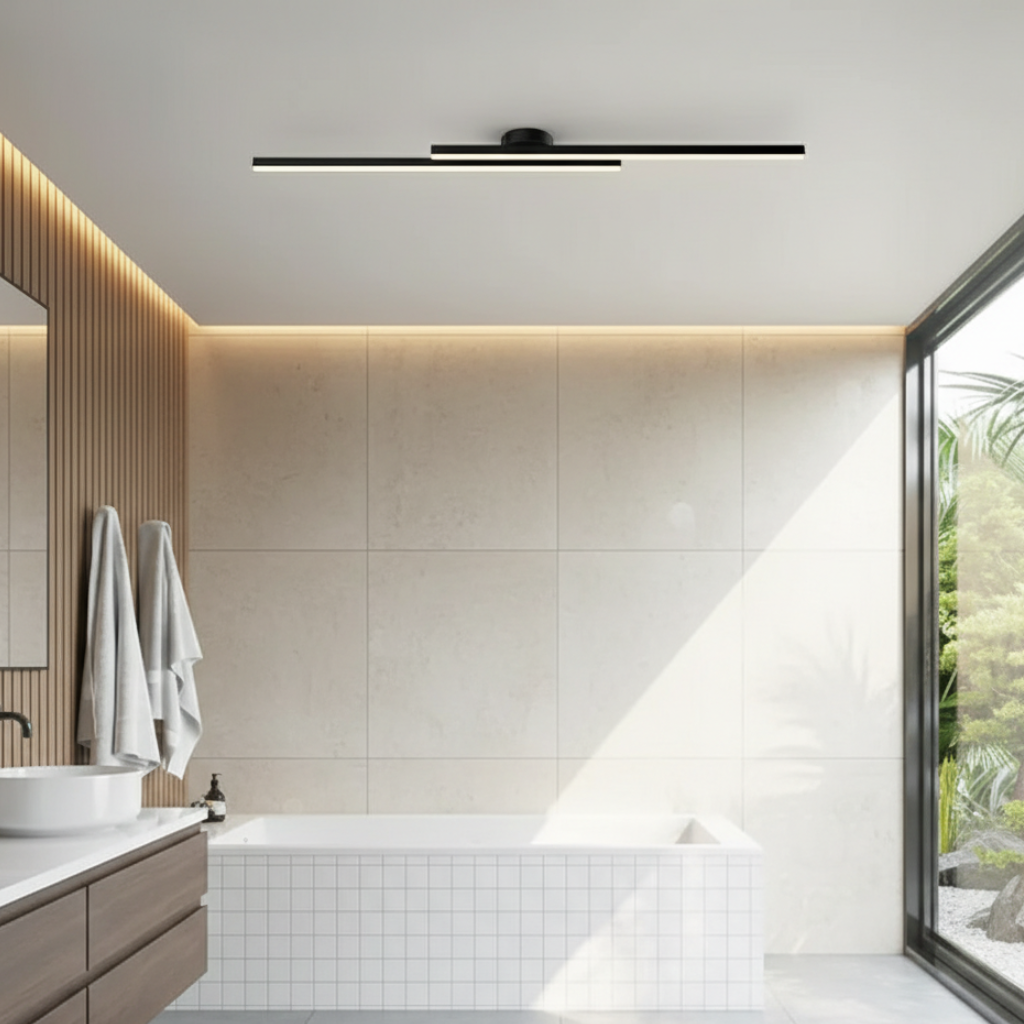 Plafonnier LED à barres linéaires, design moderne minimaliste affleurant, pour chambre et salle à manger