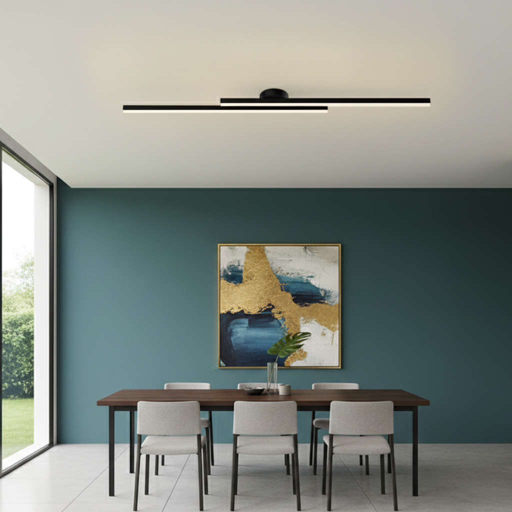 Plafonnier LED à barres linéaires, design moderne minimaliste affleurant, pour chambre et salle à manger