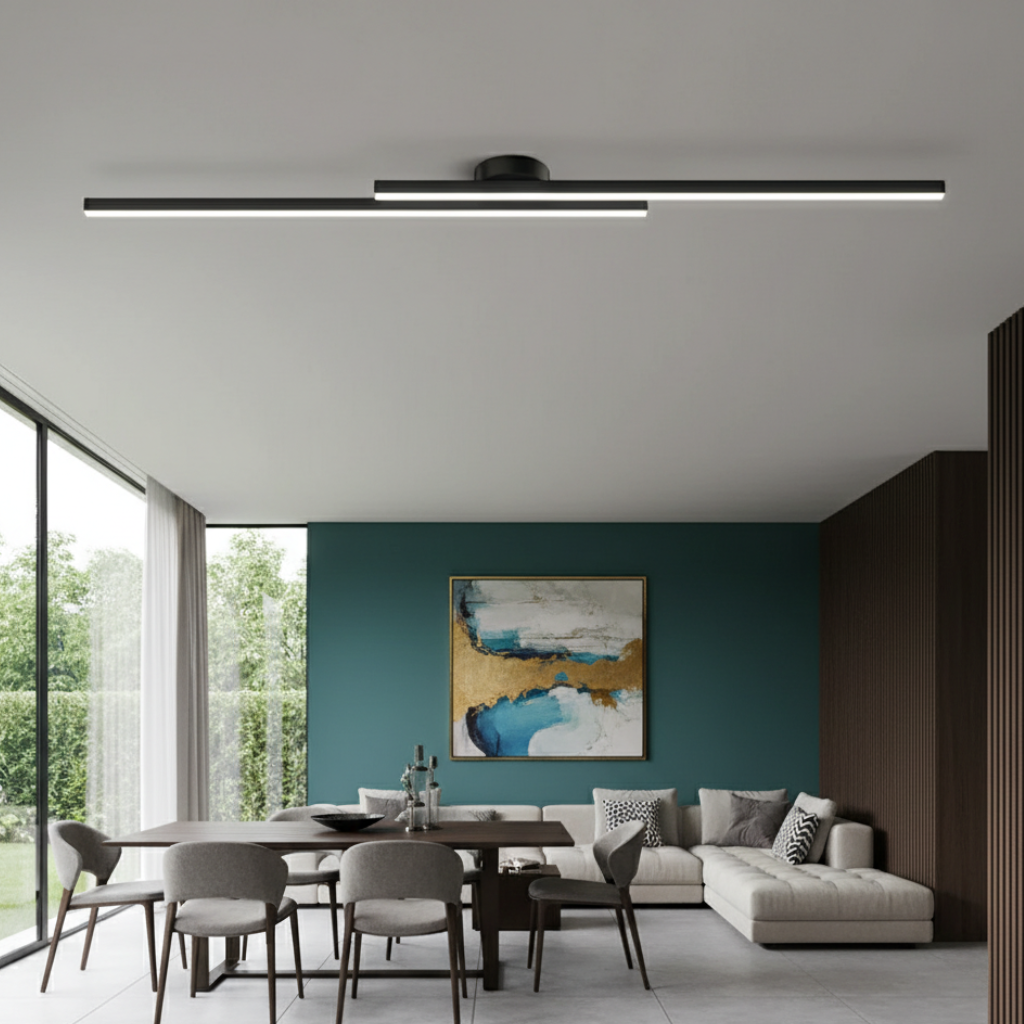 Plafonnier LED à barres linéaires, design moderne minimaliste affleurant, pour chambre et salle à manger