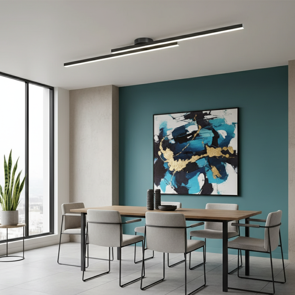 Plafonnier LED à barres linéaires, design moderne minimaliste affleurant, pour chambre et salle à manger