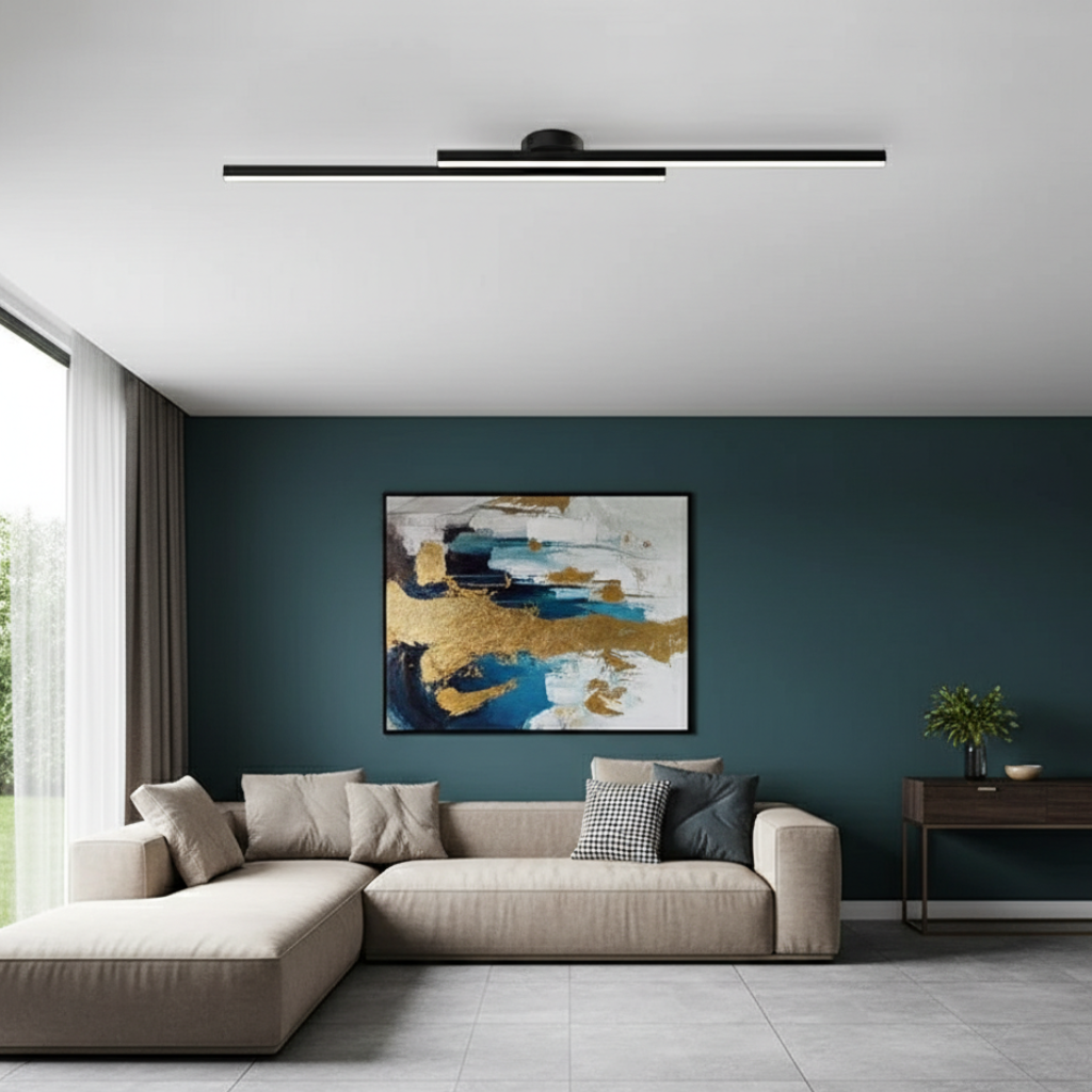Plafonnier LED à barres linéaires, design moderne minimaliste affleurant, pour chambre et salle à manger