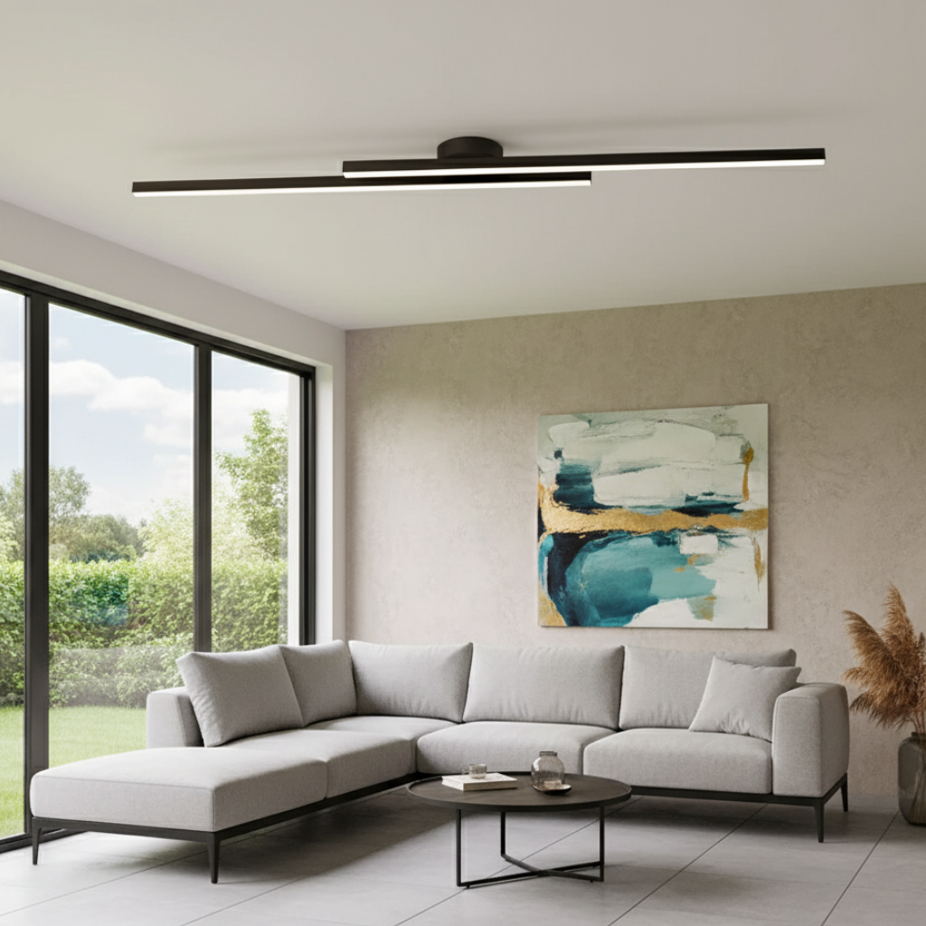 Plafonnier LED à barres linéaires, design moderne minimaliste affleurant, pour chambre et salle à manger