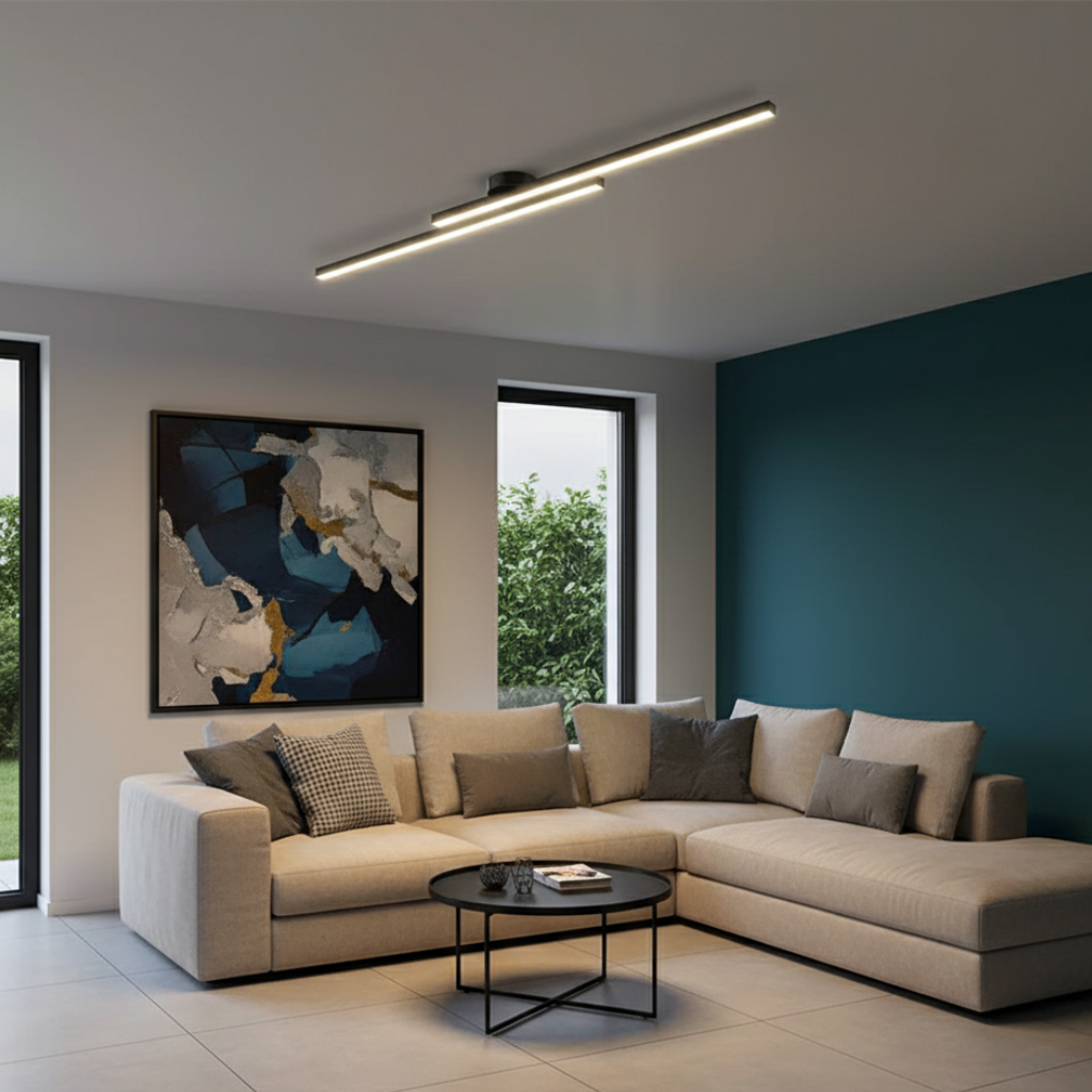Plafonnier LED à barres linéaires, design moderne minimaliste affleurant, pour chambre et salle à manger