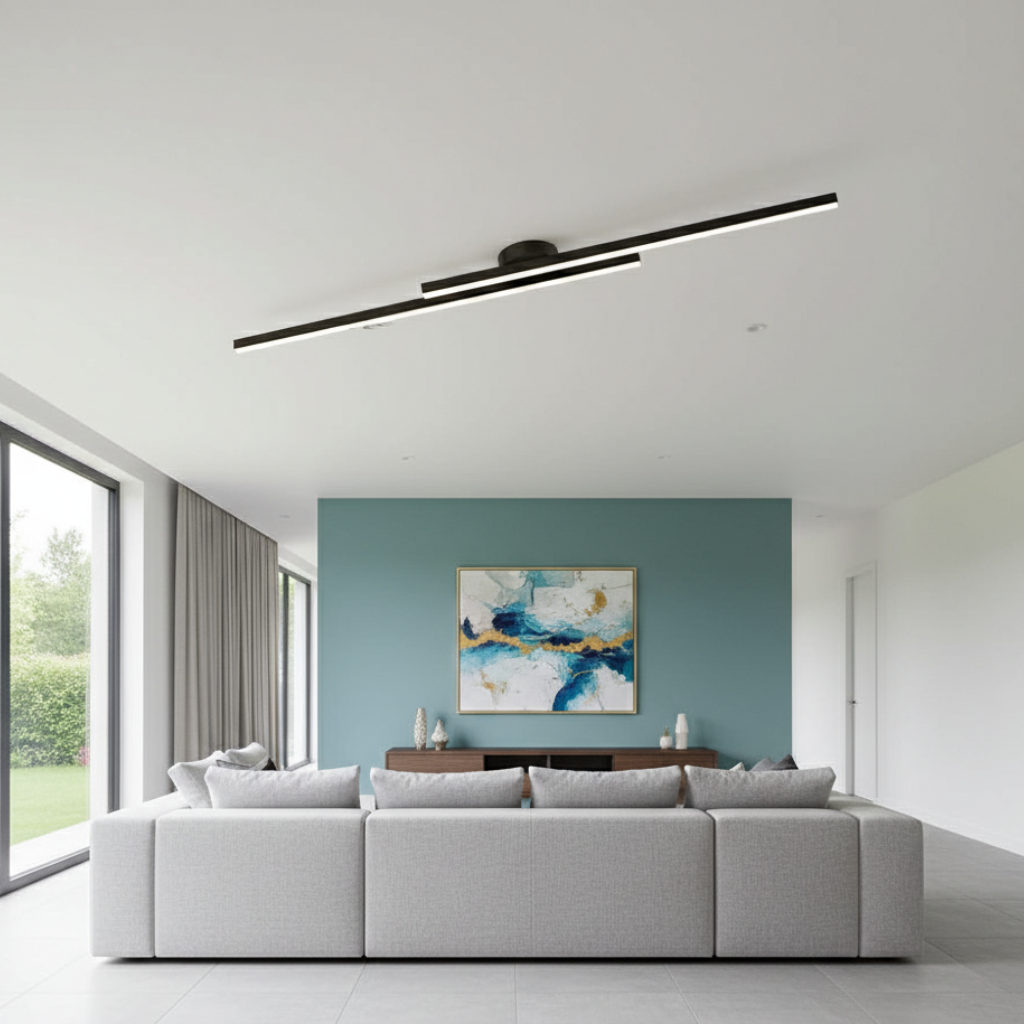 Plafonnier LED à barres linéaires, design moderne minimaliste affleurant, pour chambre et salle à manger