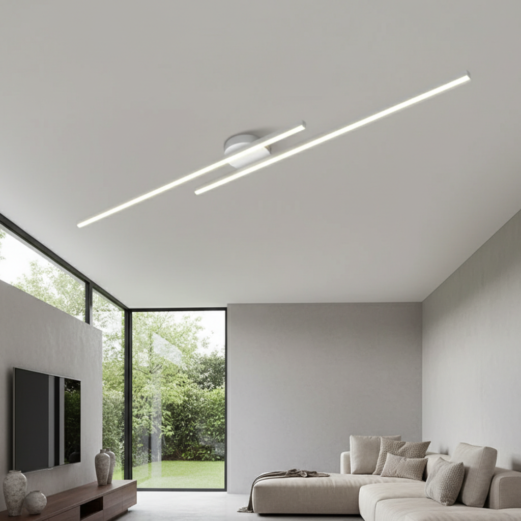 Plafonnier LED à barres linéaires, design moderne minimaliste affleurant, pour chambre et salle à manger