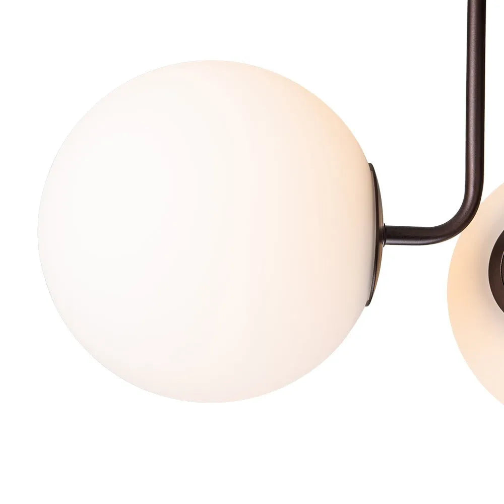 Plafonnier de salon semi-affleurant à 3 lumières, style Sputnik mid-century, avec abat-jour en verre dépoli