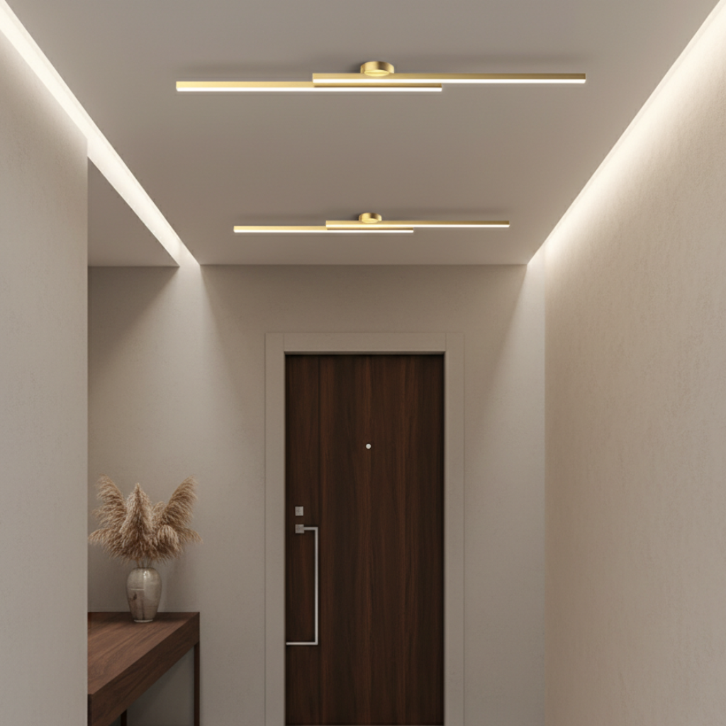 Plafonnier LED à barres linéaires, design moderne minimaliste affleurant, pour chambre et salle à manger