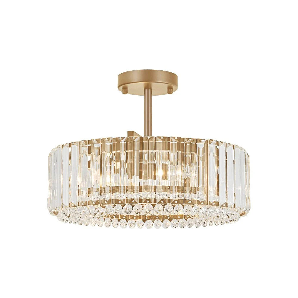 Kian Modern 3-Light Crystal Drum Semi-Flush Ceiling Light