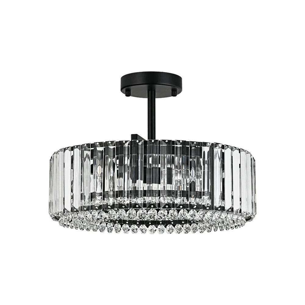 Kian Modern 3-Light Crystal Drum Semi-Flush Ceiling Light
