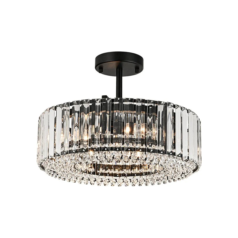 Kian Modern 3-Light Crystal Drum Semi-Flush Ceiling Light