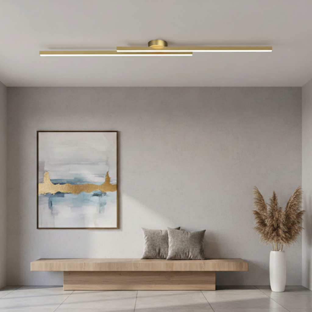 Plafonnier LED à barres linéaires, design moderne minimaliste affleurant, pour chambre et salle à manger