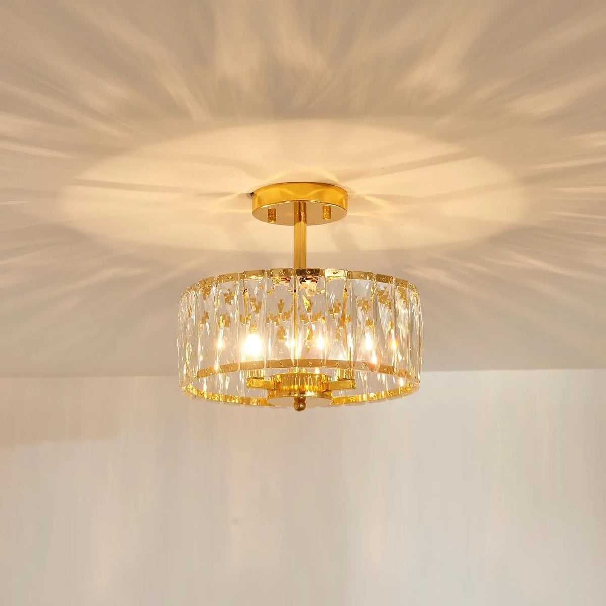 Kian Modern 3-Light Crystal Drum Semi-Flush Ceiling Light