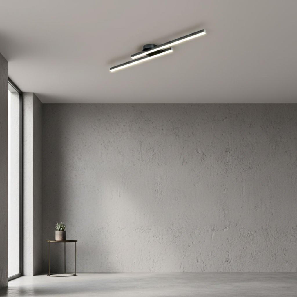 Plafonnier LED à barres linéaires, design moderne minimaliste affleurant, pour chambre et salle à manger