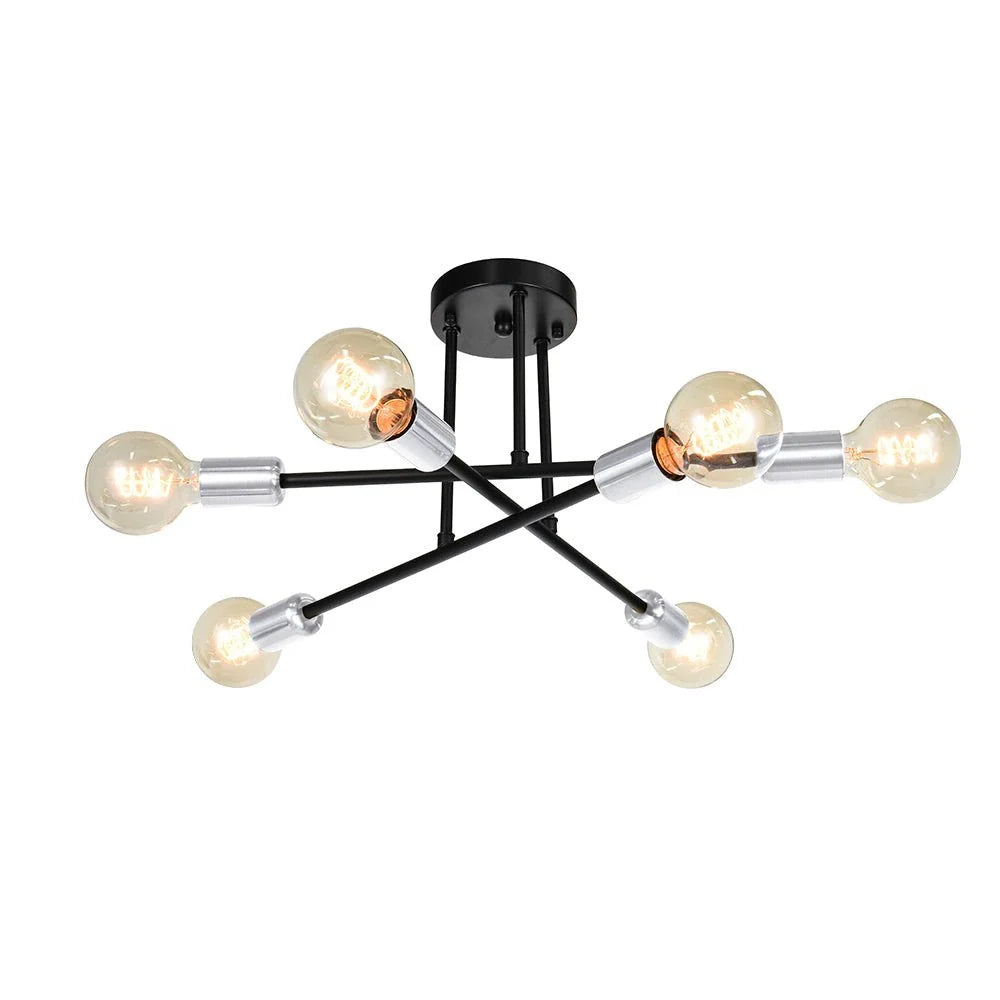 Plafoniere da cucina con 6 luci, design semincassato Sputnik moderno di metà secolo