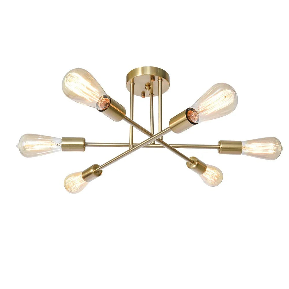Plafoniere da cucina con 6 luci, design semincassato Sputnik moderno di metà secolo