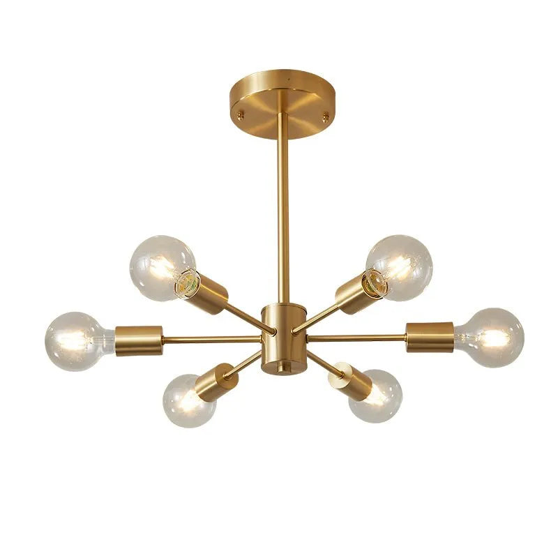Lámpara de techo semiempotrada para cocina, estilo Sputnik de mediados de siglo con 6 luces y base metálica