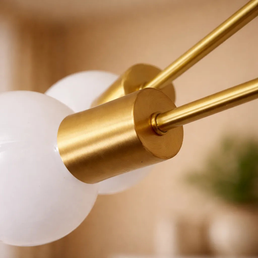 Lámpara de techo semiempotrada para cocina, estilo Sputnik de mediados de siglo con 6 luces y base metálica