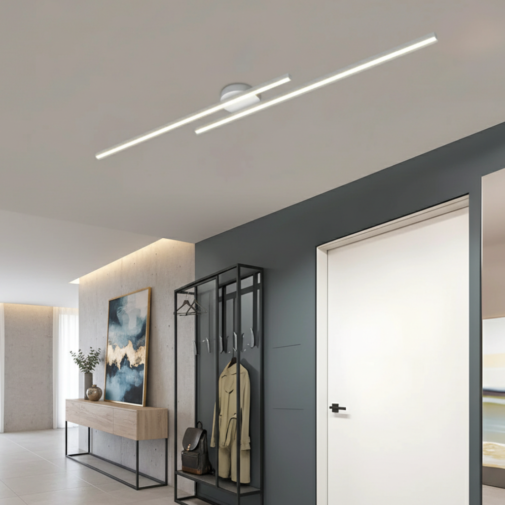 Plafonnier LED à barres linéaires, design moderne minimaliste affleurant, pour chambre et salle à manger