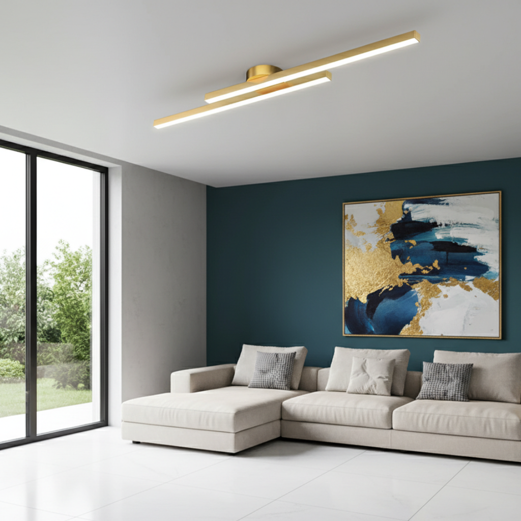 Plafonnier LED à barres linéaires, design moderne minimaliste affleurant, pour chambre et salle à manger
