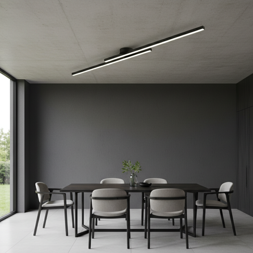 Plafonnier LED à barres linéaires, design moderne minimaliste affleurant, pour chambre et salle à manger