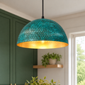 Perla Farmhouse Copper & Green Dome Pendant Light