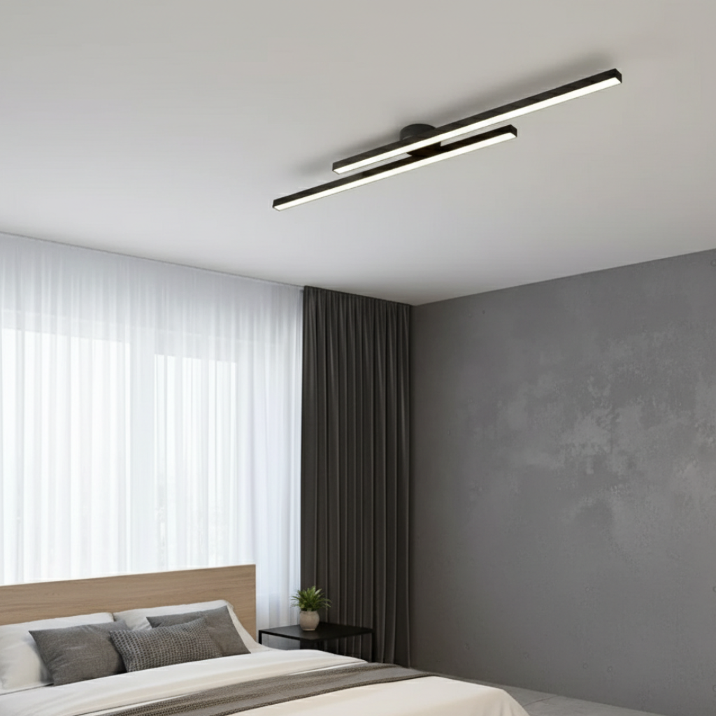 Plafonnier LED à barres linéaires, design moderne minimaliste affleurant, pour chambre et salle à manger