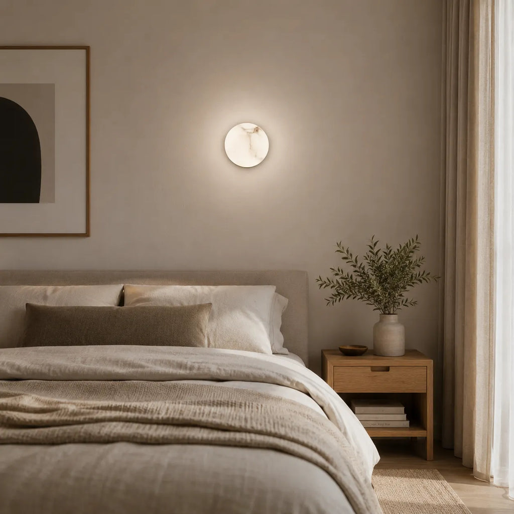 Wall Sconce Lamp with Natural Alabaster Orb and Soft Ambient Glow