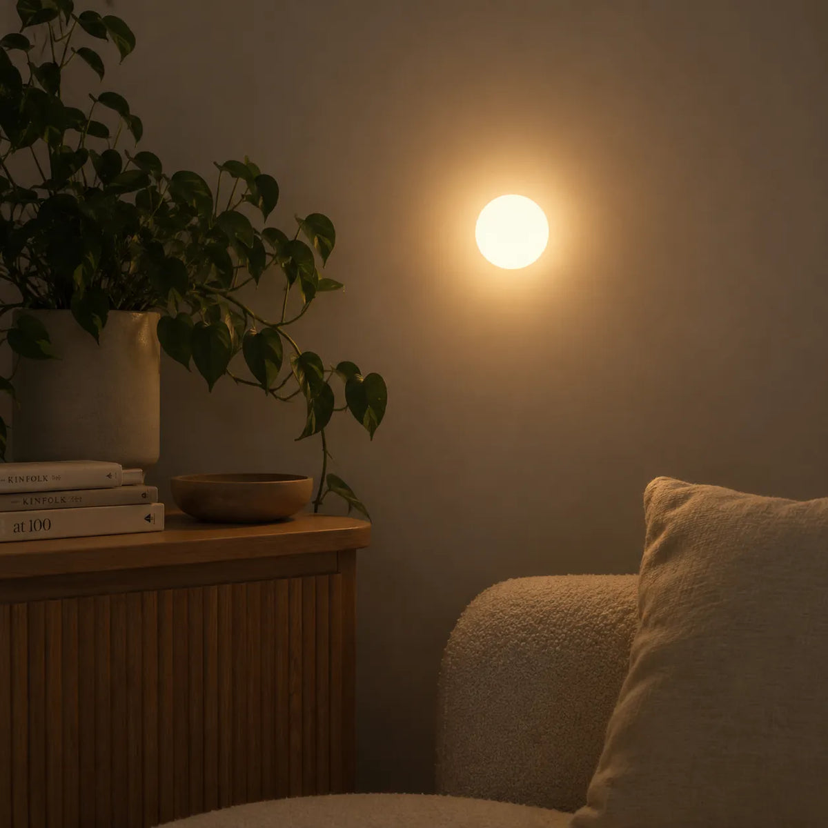 Wall Sconce Lamp with Natural Alabaster Orb and Soft Ambient Glow