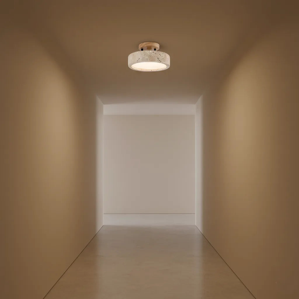 Plafoniera da cucina con texture in travertino e LED a luce calda, per camere da letto e soggiorni