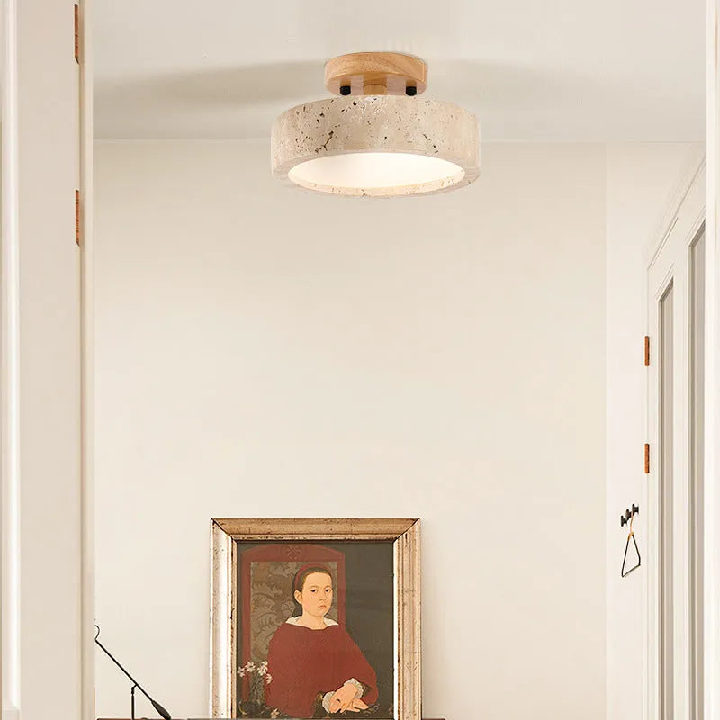 Plafoniera da cucina con texture in travertino e LED a luce calda, per camere da letto e soggiorni