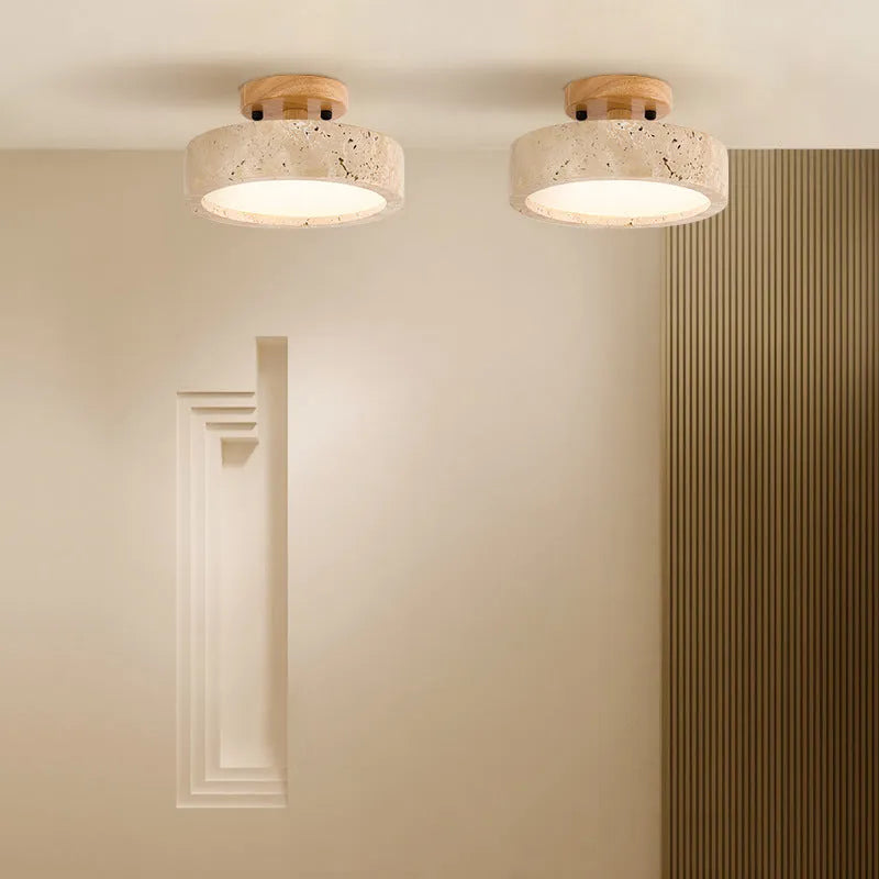 Plafoniera da cucina con texture in travertino e LED a luce calda, per camere da letto e soggiorni