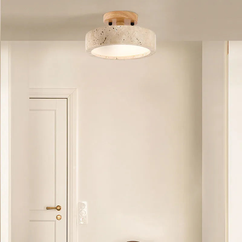Plafoniera da cucina con texture in travertino e LED a luce calda, per camere da letto e soggiorni