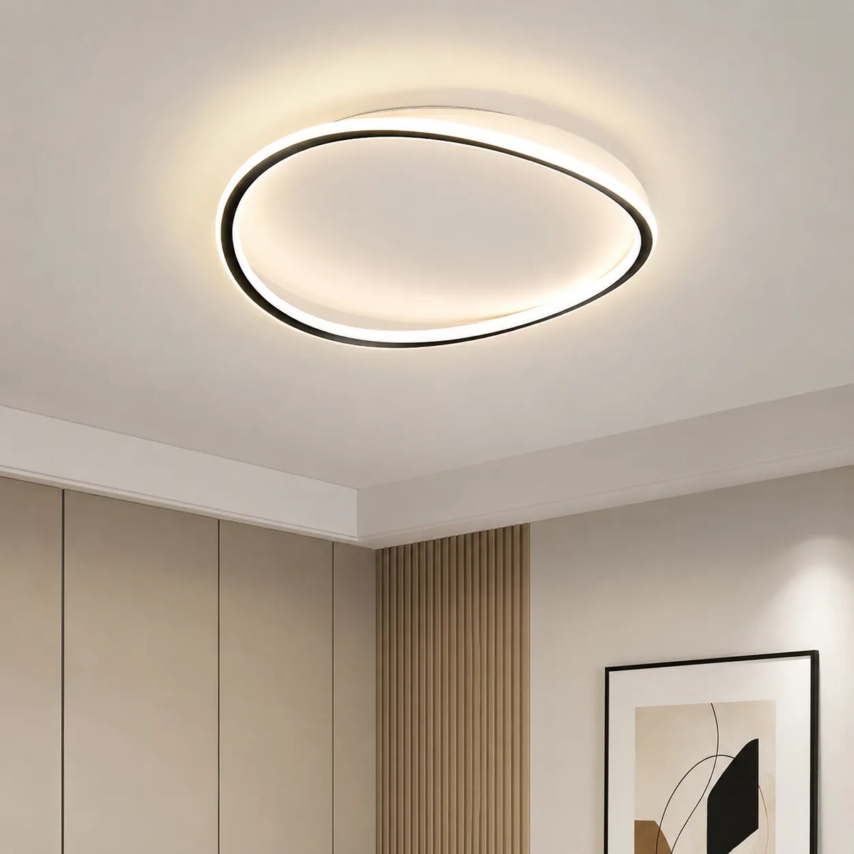 Luminaria LED de techo con perfil redondo moderno e iluminación cálida para dormitorio y sala