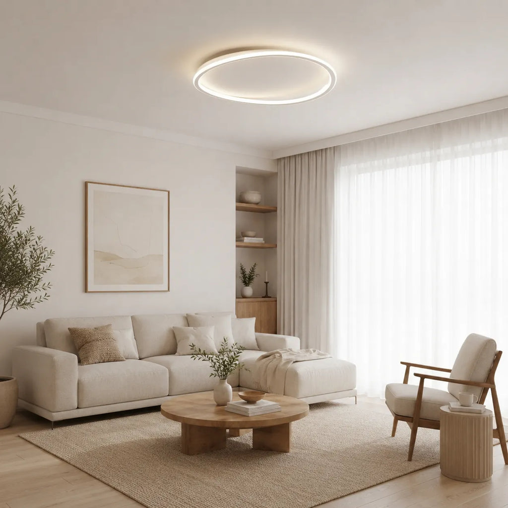 LED Ceiling Light Fixture with Modern Round Profile and Warm Illumination for Bedroom Living Room