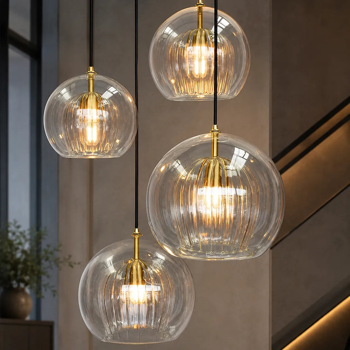 Lampada a sospensione con globo in vetro e altezza regolabile, per sala da pranzo e cucina