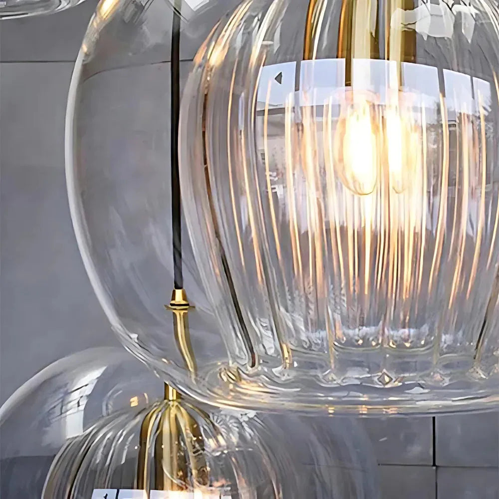 Glass Globe Pendant Light with Adjustable Hanging Height for Dining Room and Kitchen