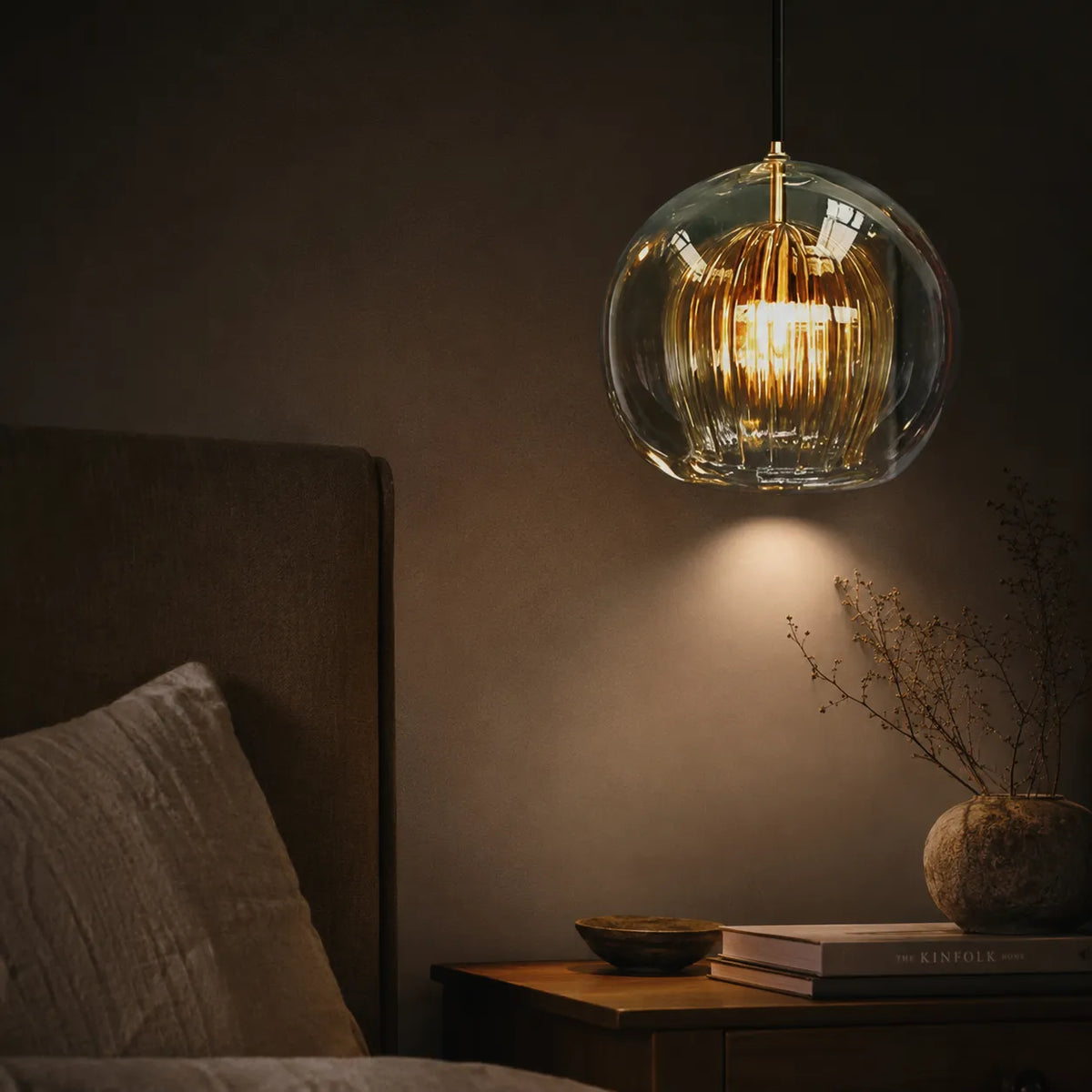 Lampada a sospensione con globo in vetro e altezza regolabile, per sala da pranzo e cucina