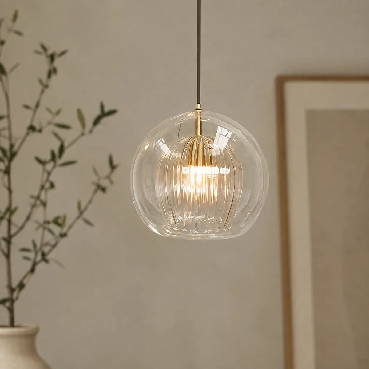 Lampada a sospensione con globo in vetro e altezza regolabile, per sala da pranzo e cucina