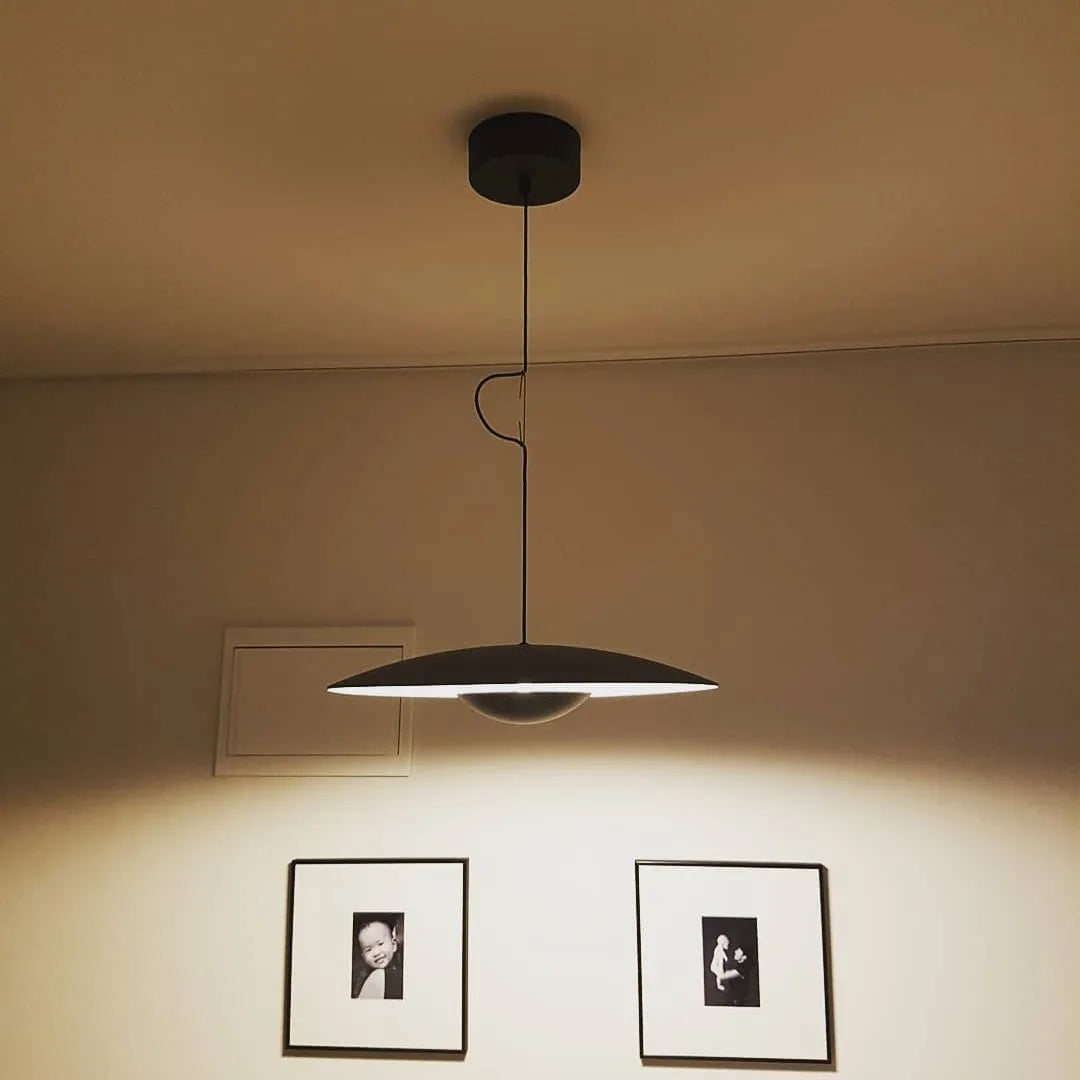Lampada a sospensione LED con paralume a disco sottile in metallo, per sala da pranzo e soggiorno