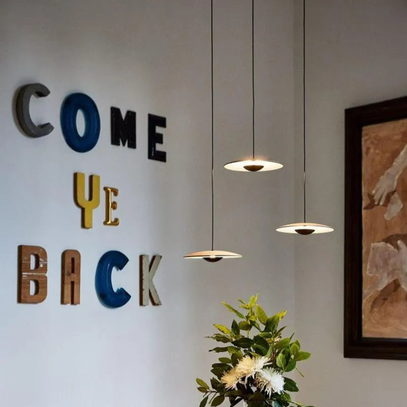 Lampada a sospensione LED con paralume a disco sottile in metallo, per sala da pranzo e soggiorno