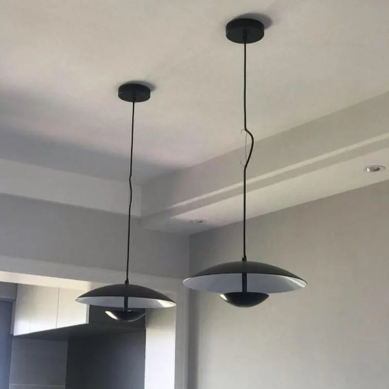 Lampada a sospensione LED con paralume a disco sottile in metallo, per sala da pranzo e soggiorno