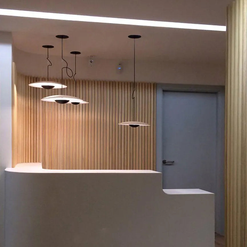 Lampada a sospensione LED con paralume a disco sottile in metallo, per sala da pranzo e soggiorno