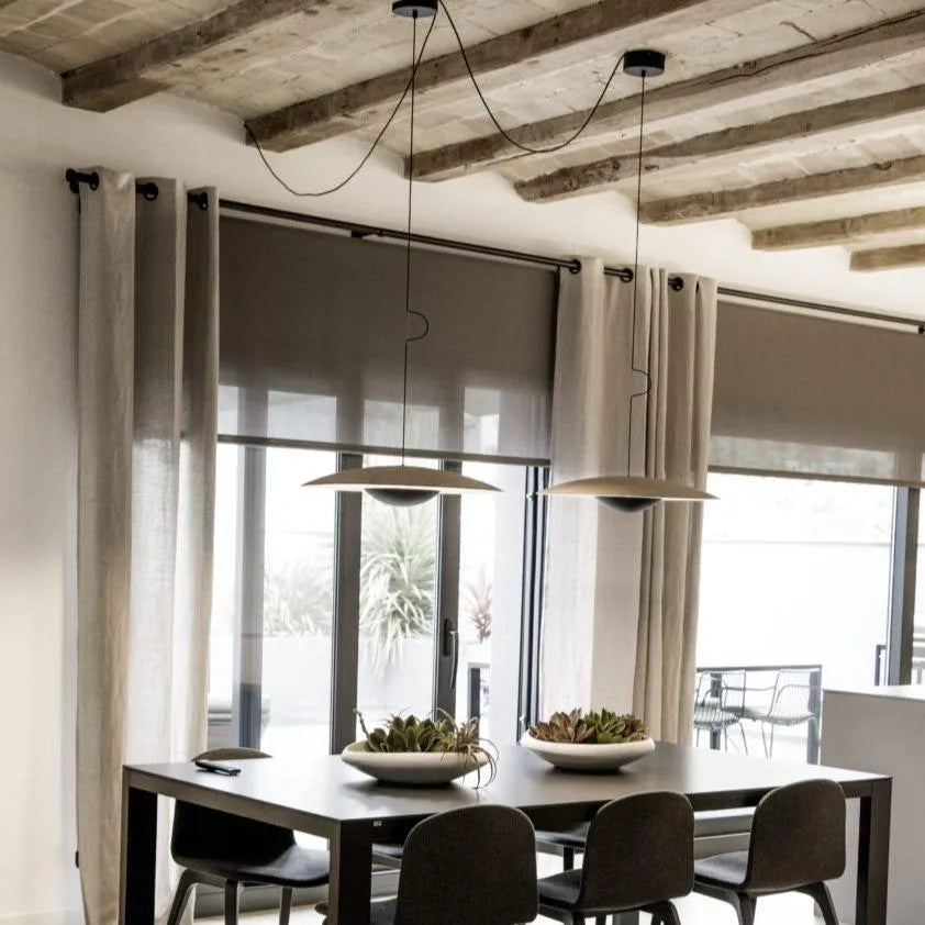 Lampada a sospensione LED con paralume a disco sottile in metallo, per sala da pranzo e soggiorno